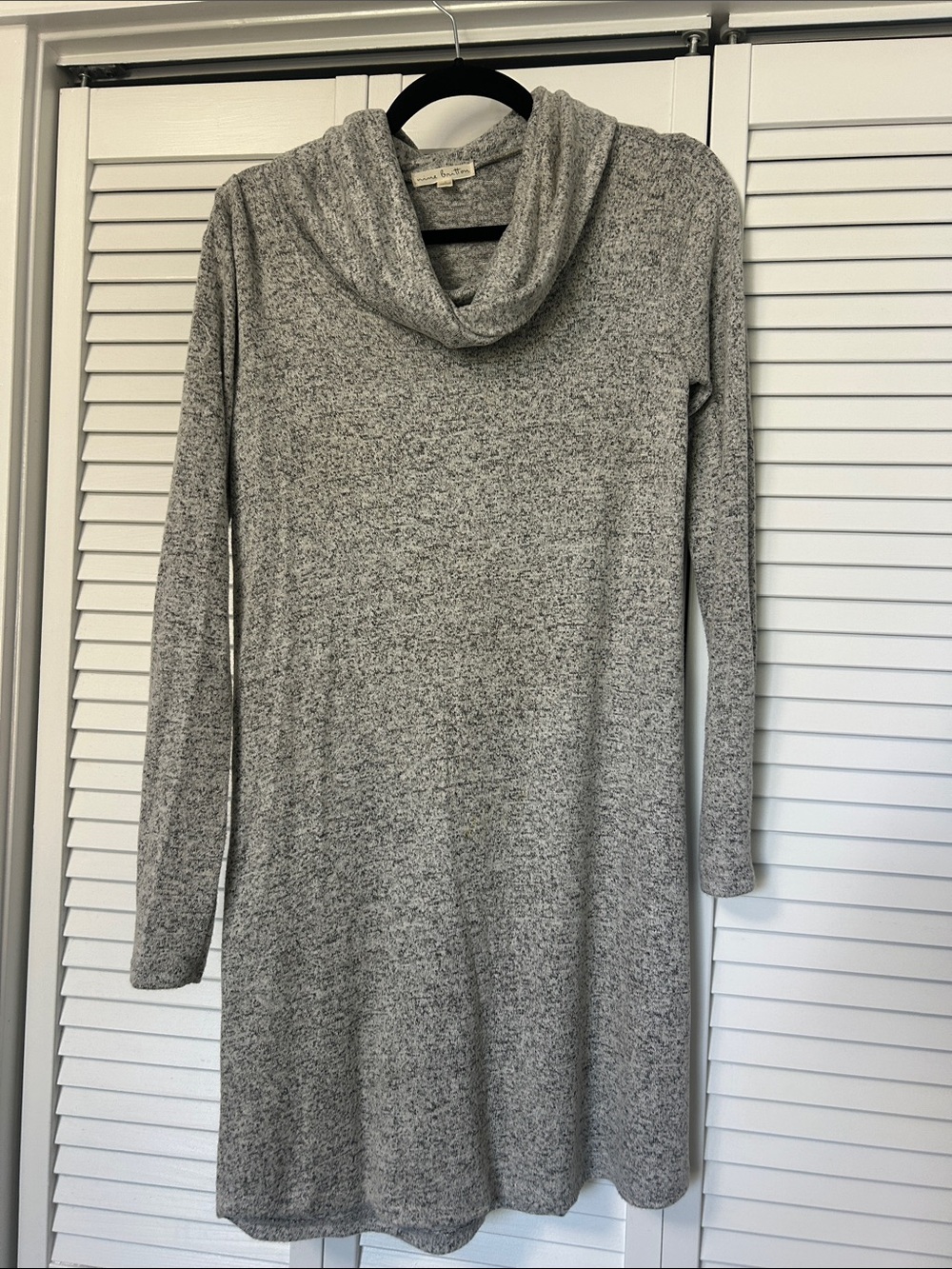 nine britton Heather Gray Cowl Neck Long Sleeve Dress